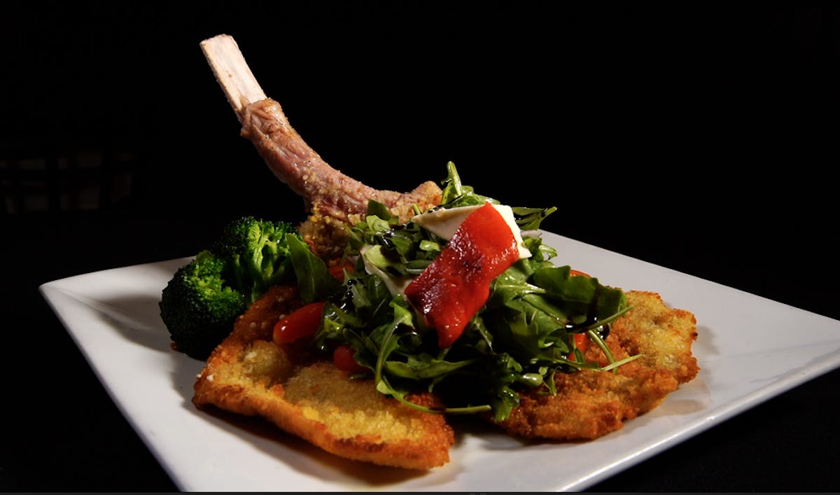 lamb chop with salad